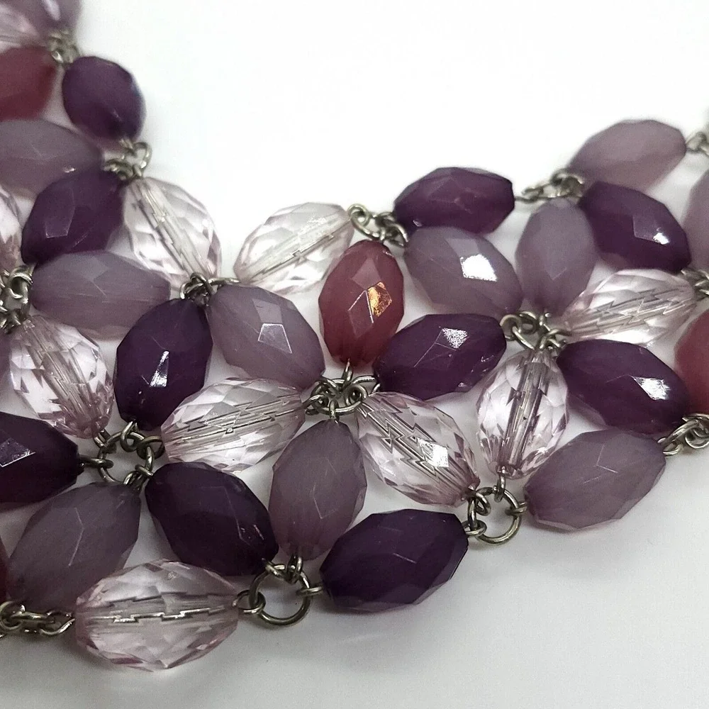 Nwt New York‎ And Co Purple Beaded Bib Necklace